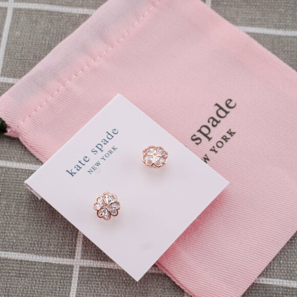 Kate Spade That Sparkle Clover Stud Earrings in Rose Gold. NEW! - Picture 2 of 2